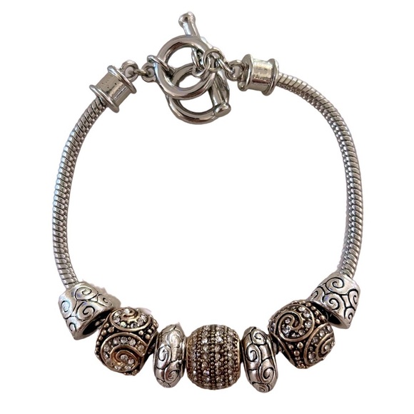 Elegant Intricate Beaded Silver Bracelet - Picture 1 of 5